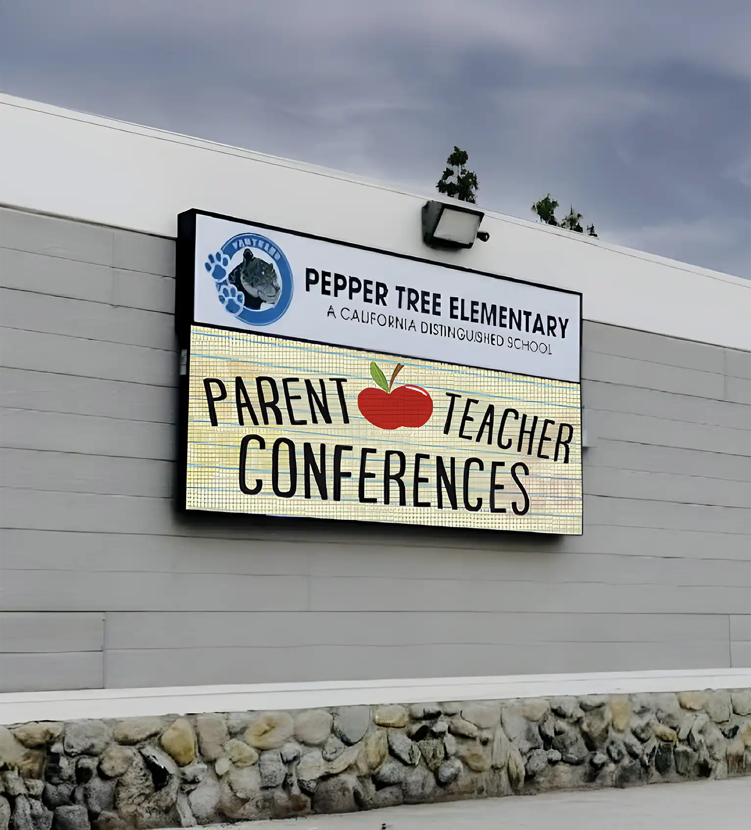 school wall mounted led sign